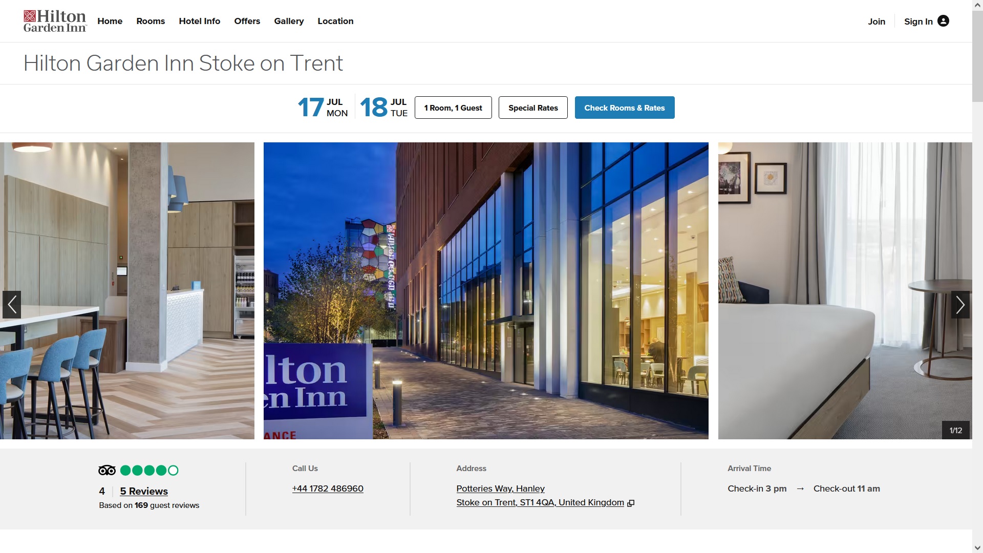 image of the Hilton Garden Inn website